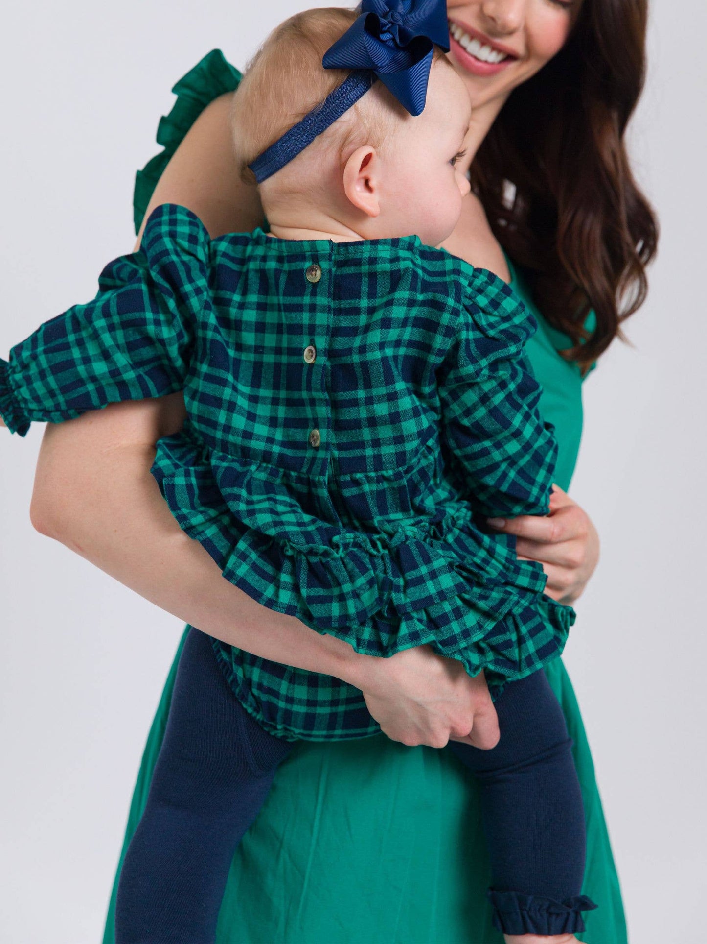 Hayden Plaid Woven Long Sleeve Bubble Romper