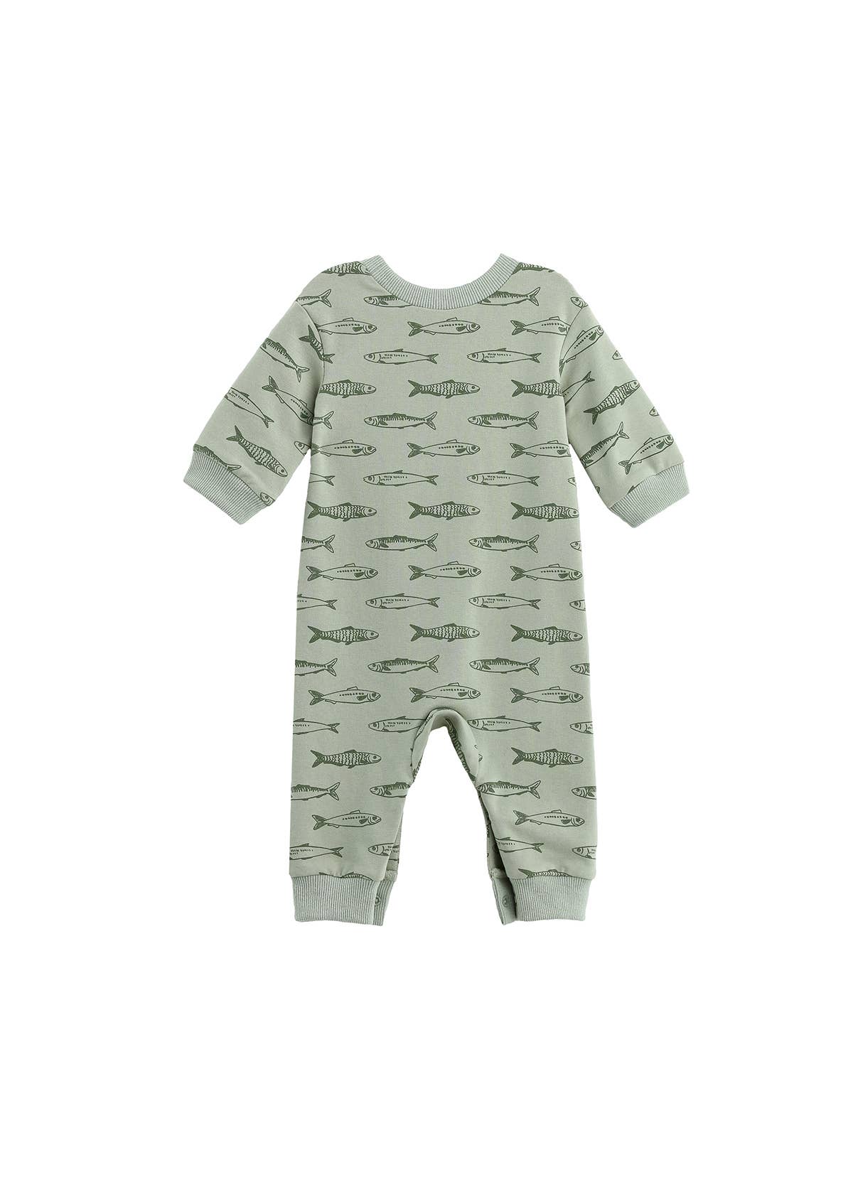 Matthew Long Sleeve Fish Print Straight Leg Romper