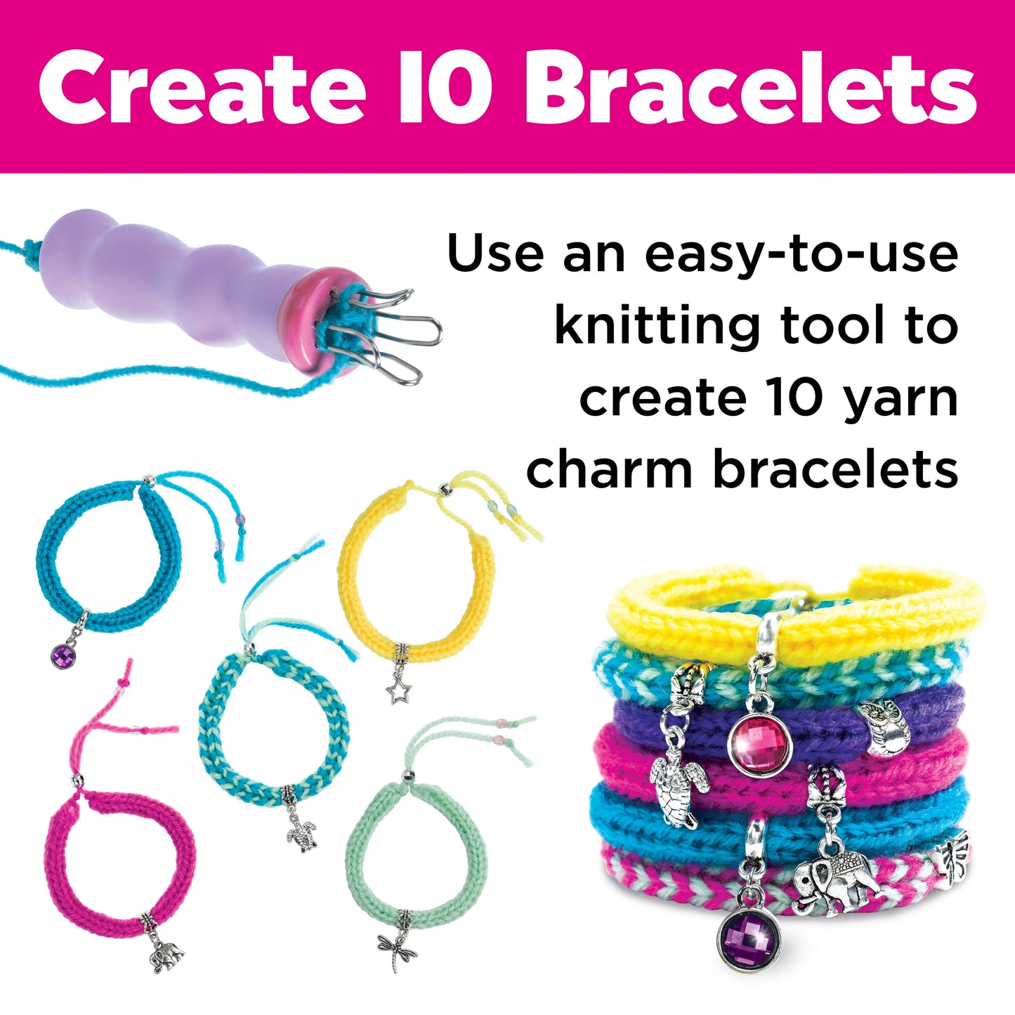 Quick Knit Charm Bracelets DIY Craft Kit for Kids