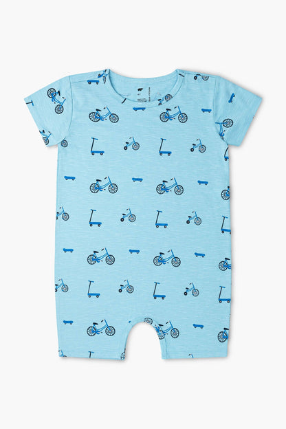 Baby Slub Shorty Romper - On Wheels