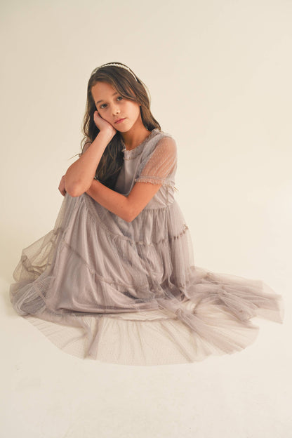 Puff Sleeve Tiered Midi Dress