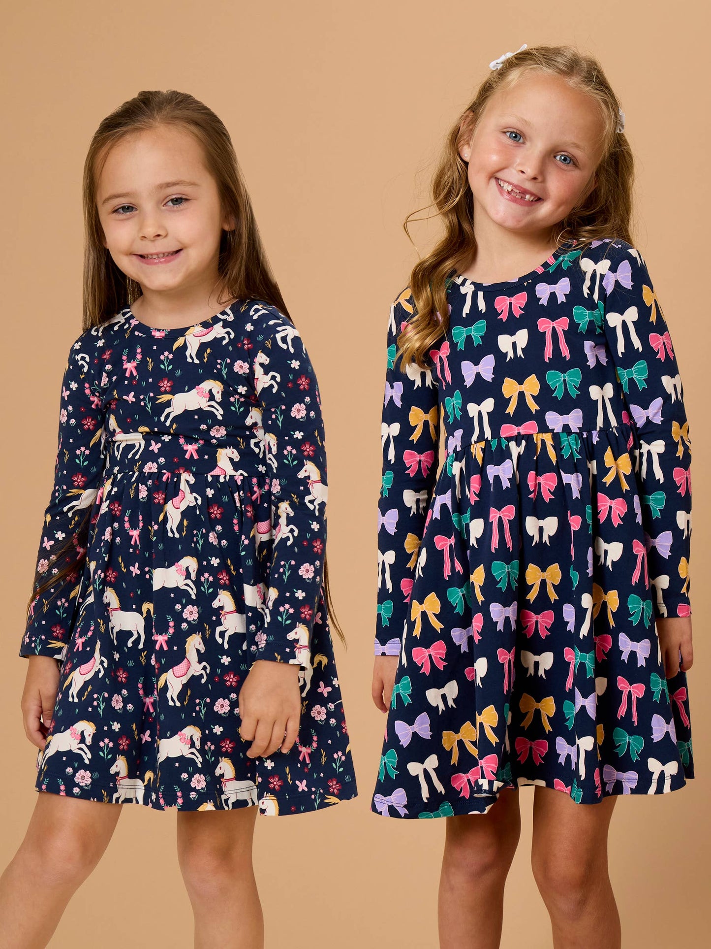 Girls Pony Petals Knit Long Sleeve Twirl Dress
