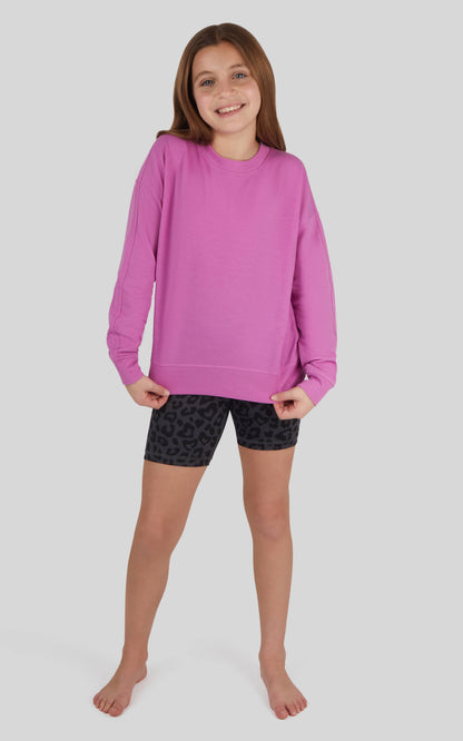 Girls Crew Sweatshirt, Basic Short, Fanny Bag - 3 PCS Set
