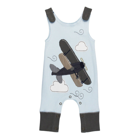 Organic Appliqué Harem Romper in Airplane