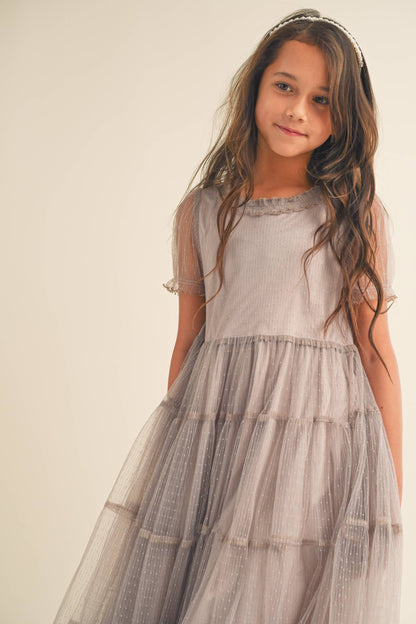 Puff Sleeve Tiered Midi Dress