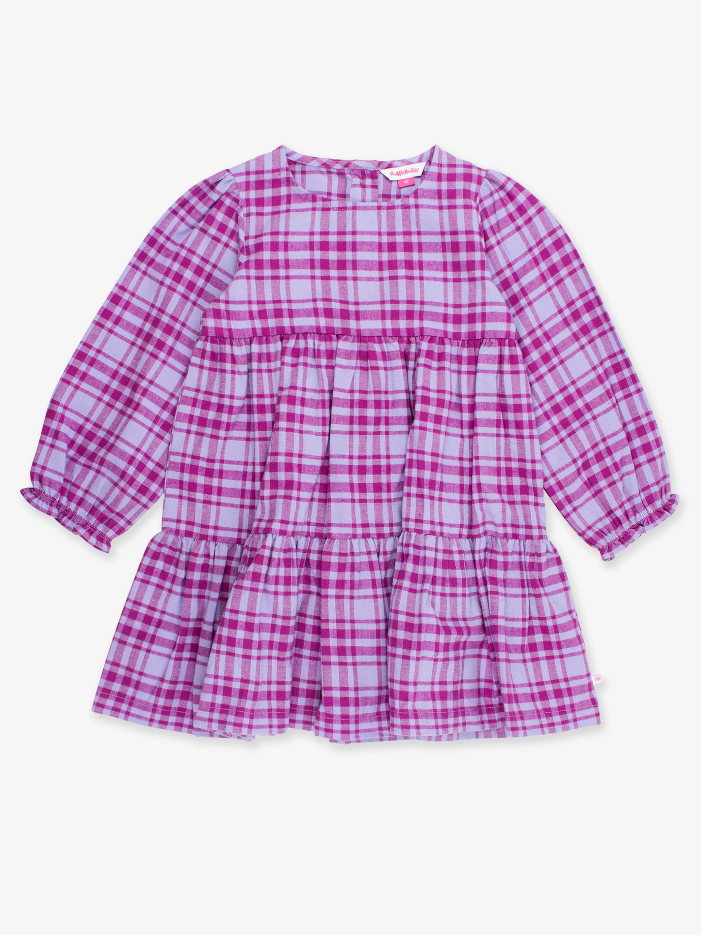 Girls Harper Plaid Woven Long Sleeve Tiered Twirl Dress