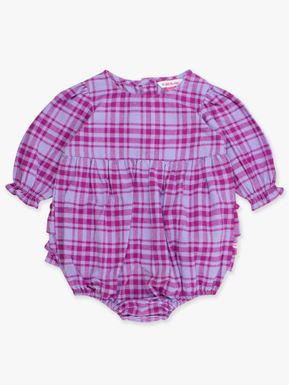Harper Plaid Woven Long Sleeve Bubble Romper