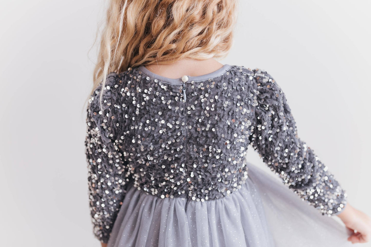 Sequin Silver Holiday Fancy Sparkle Tulle Winter Dress