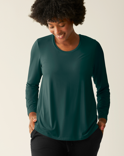 Bamboo Maternity & Nursing Long Sleeve T-shirt | Evergreen
