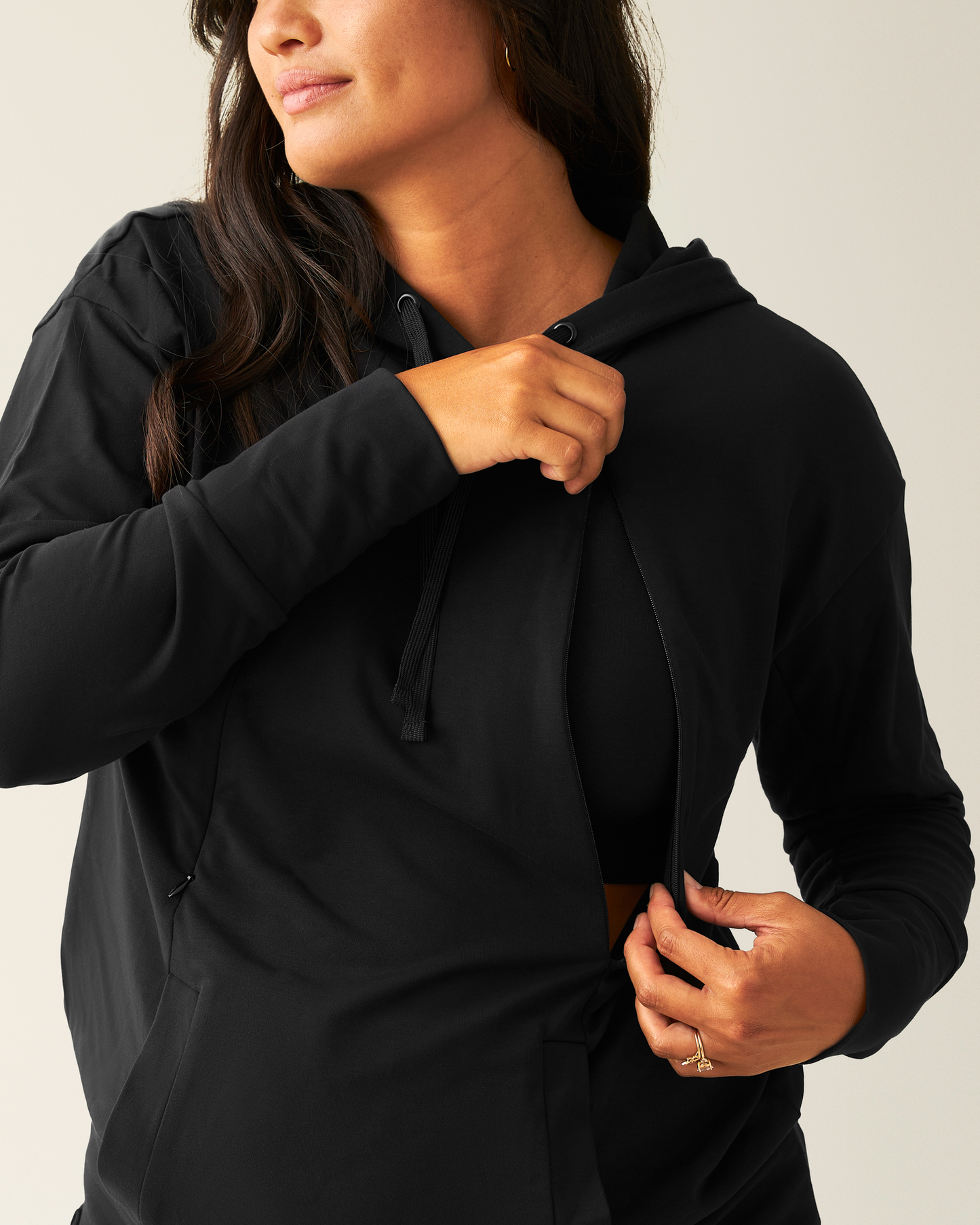 Brushed Bamboo Maternity & Nursing Hoodie | Black