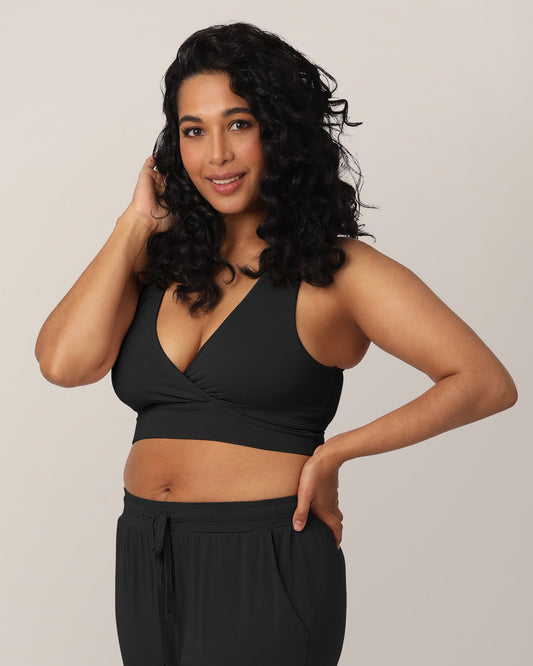French Terry Racerback Nursing & Sleep Bra | Black