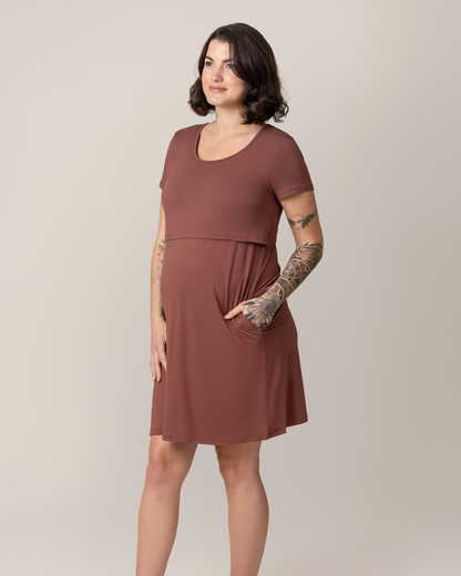 Eleanora Bamboo Maternity & Nursing Dress | Redwood