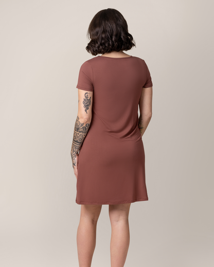 Eleanora Bamboo Maternity & Nursing Dress | Redwood