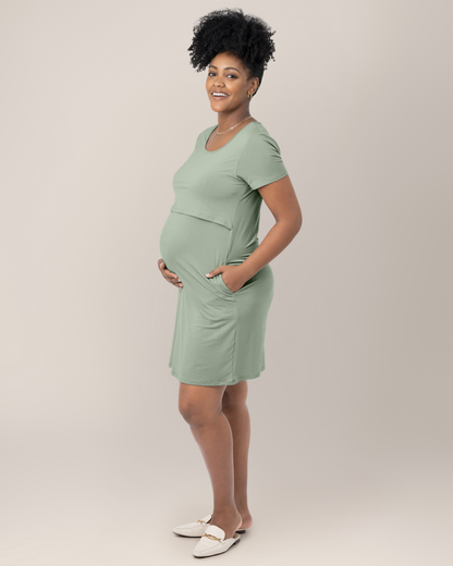 Eleanora Bamboo Maternity & Nursing Dress | Aqua Mist