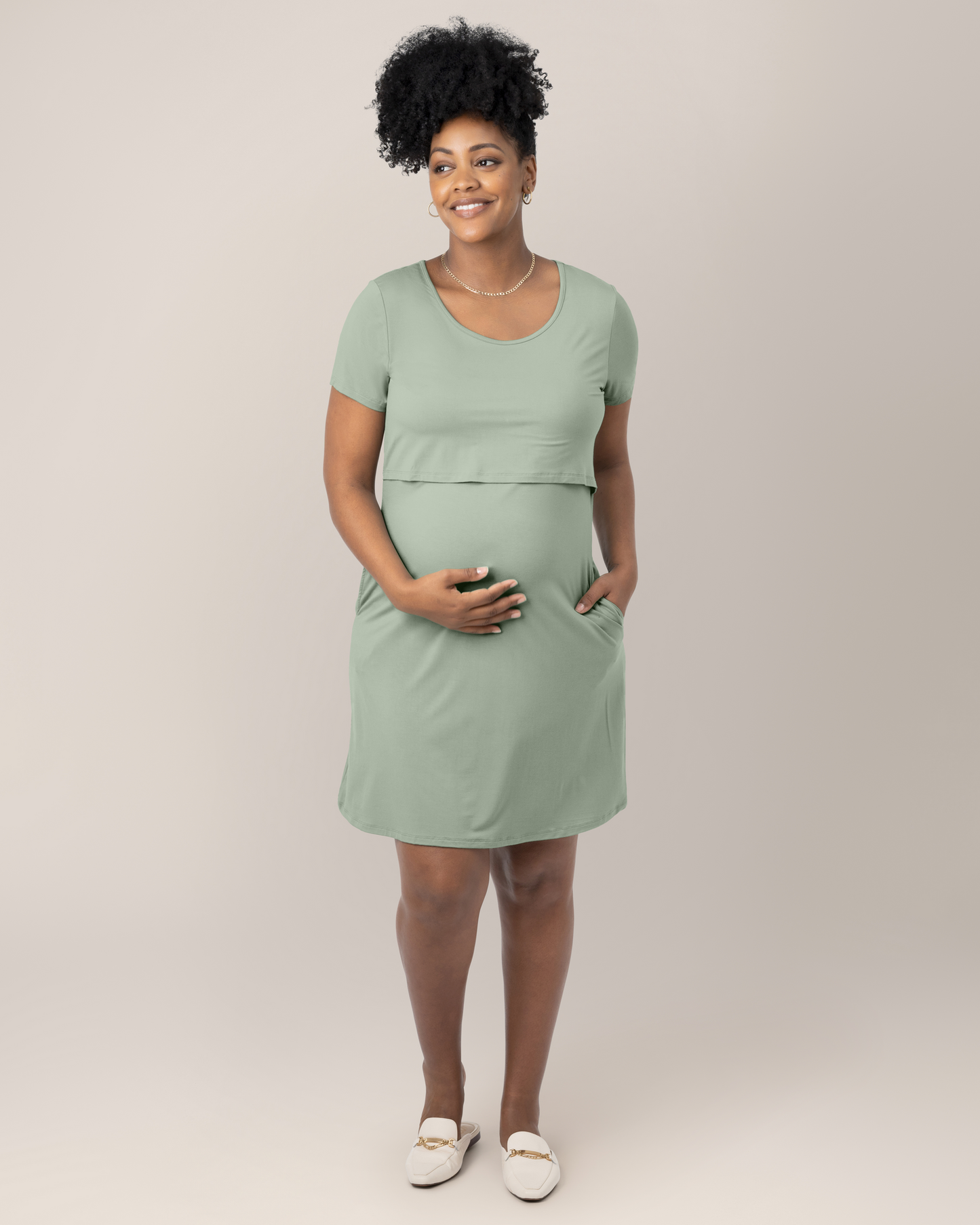 Eleanora Bamboo Maternity & Nursing Dress | Aqua Mist