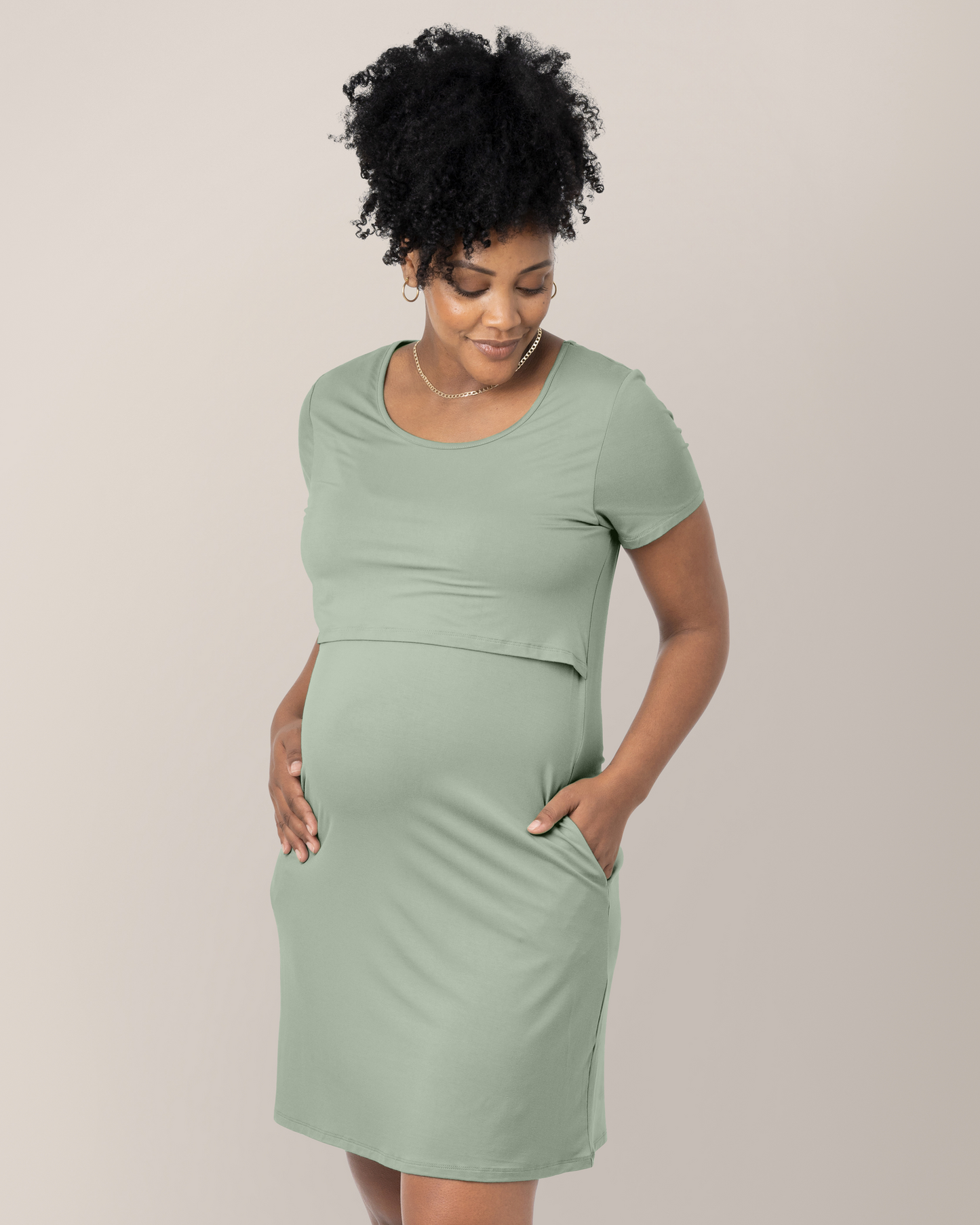Eleanora Bamboo Maternity & Nursing Dress | Aqua Mist