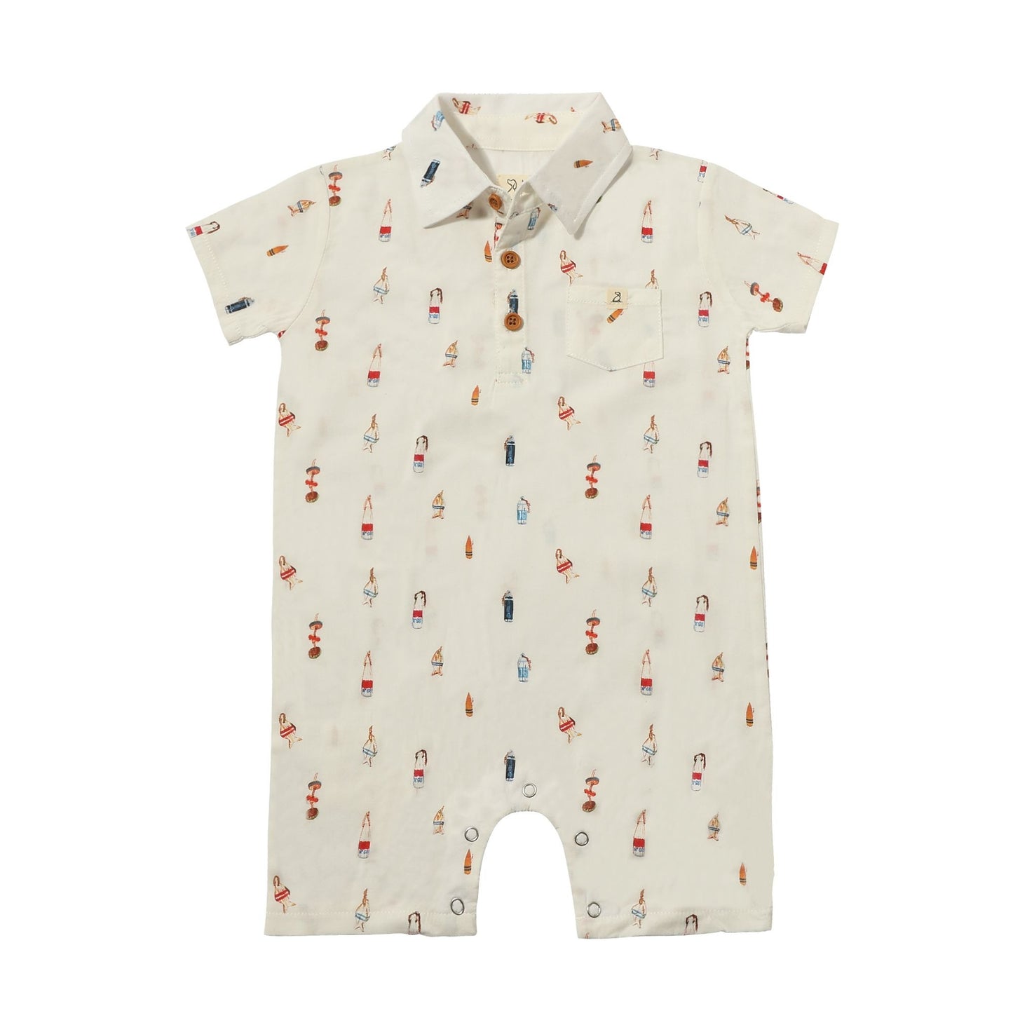 Molokai Printed Romper- white buoys