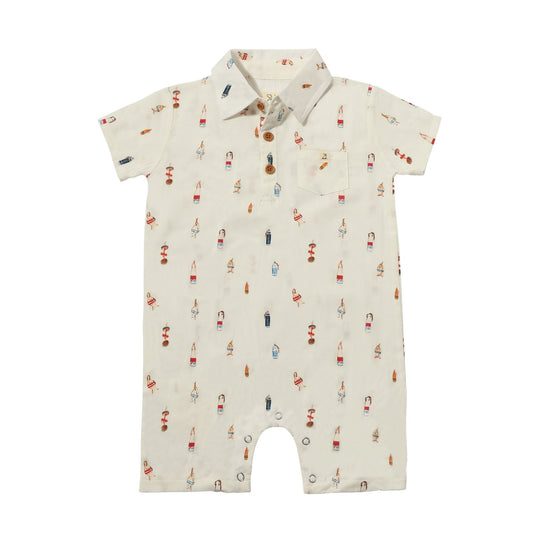 Molokai Printed Romper- white buoys