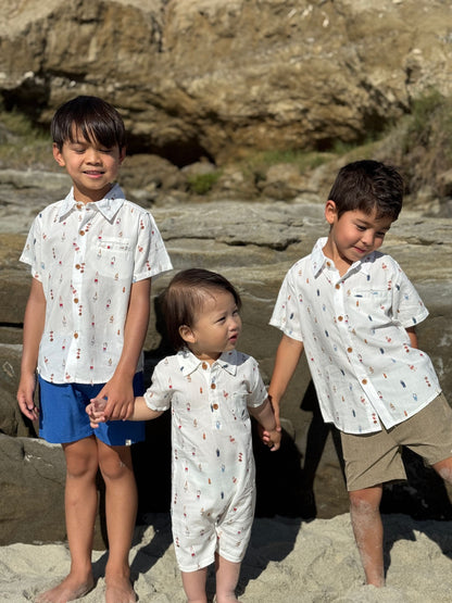 Molokai Printed Romper- white buoys