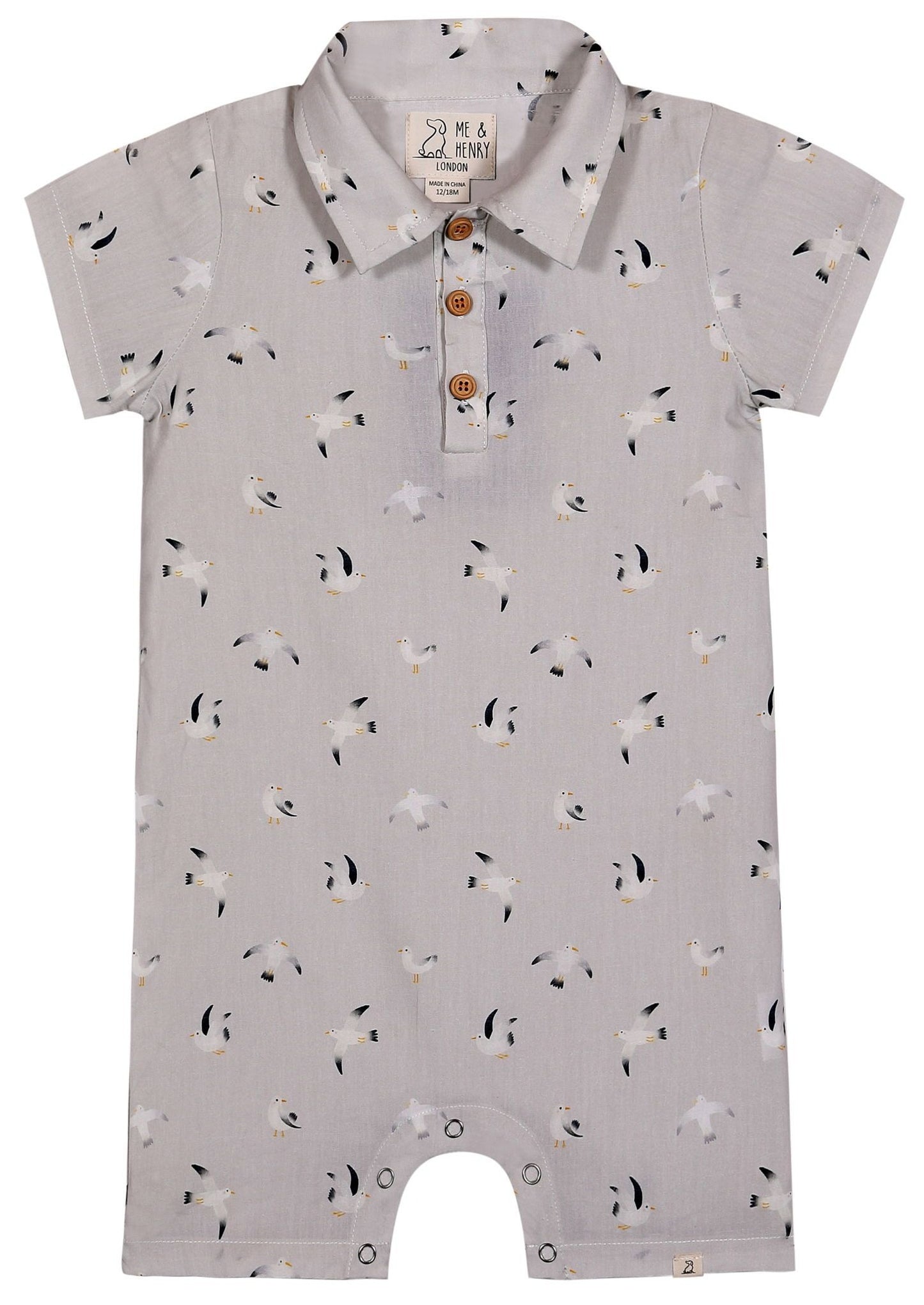 Molokai Printed Romper- seagulls