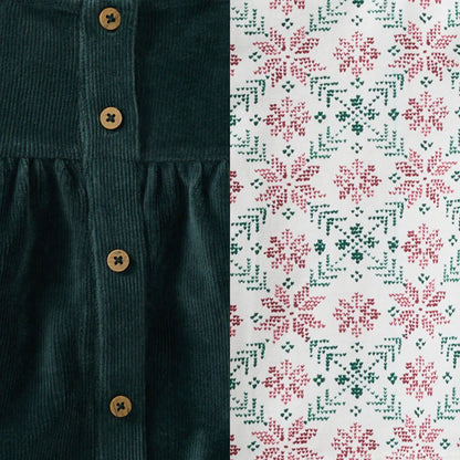 Poinsettia Fair Isle Organic Girl Tee & Dress Set