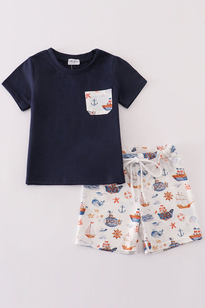Beach Print Boy Set