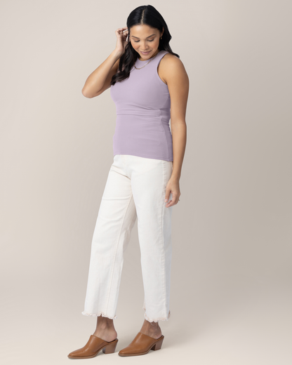 Ribbed Bamboo Racerback Nursing Tank | Lavender Mist