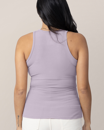 Ribbed Bamboo Racerback Nursing Tank | Lavender Mist
