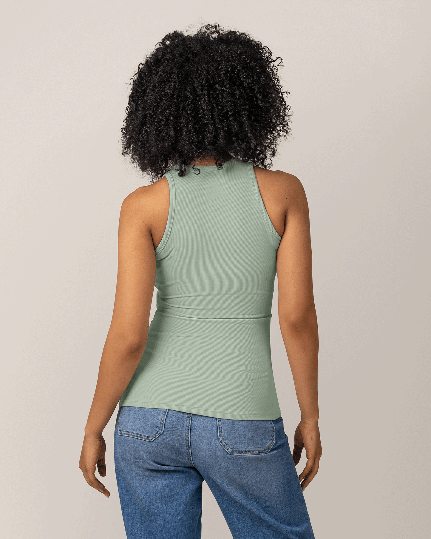Ribbed Bamboo Racerback Nursing Tank | Aqua Mist