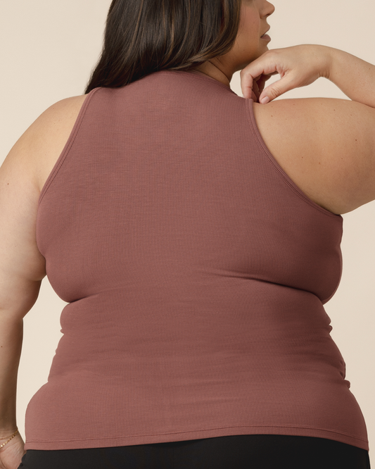 Ribbed Bamboo Racerback Nursing Tank | Redwood
