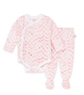 Wavy Check Wrap Front Bodysuit & Pant Set