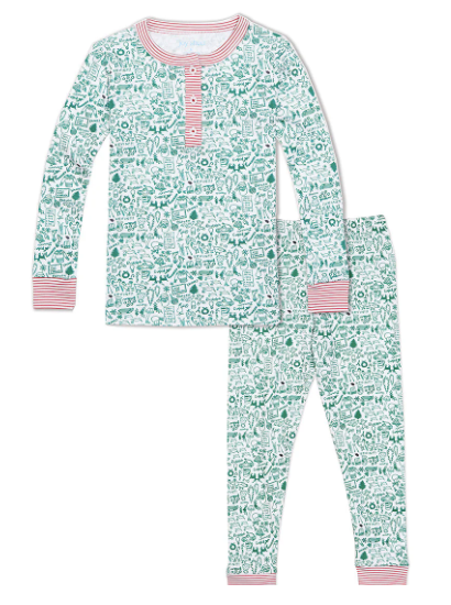 Joy Street North Pole Christmas Two Piece Kids Henley Pajamas