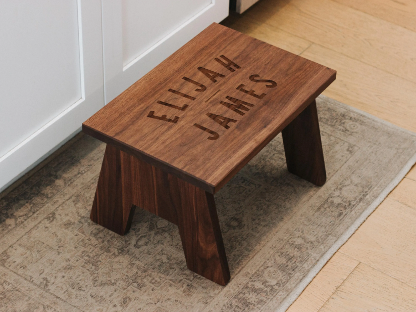 Personalized Children's Step Stool • Custom Engraved Wooden Stool • Custom Name Stool for Kids • Solid Walnut Wood • Montessori • USA Made