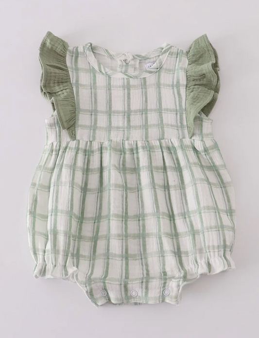 Premium Muslin Plaid Sage Bubble