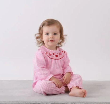 Pink Heart Smocked One Piece