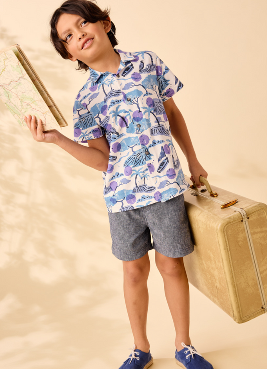 Printed Camp Shirt- Costa Brava