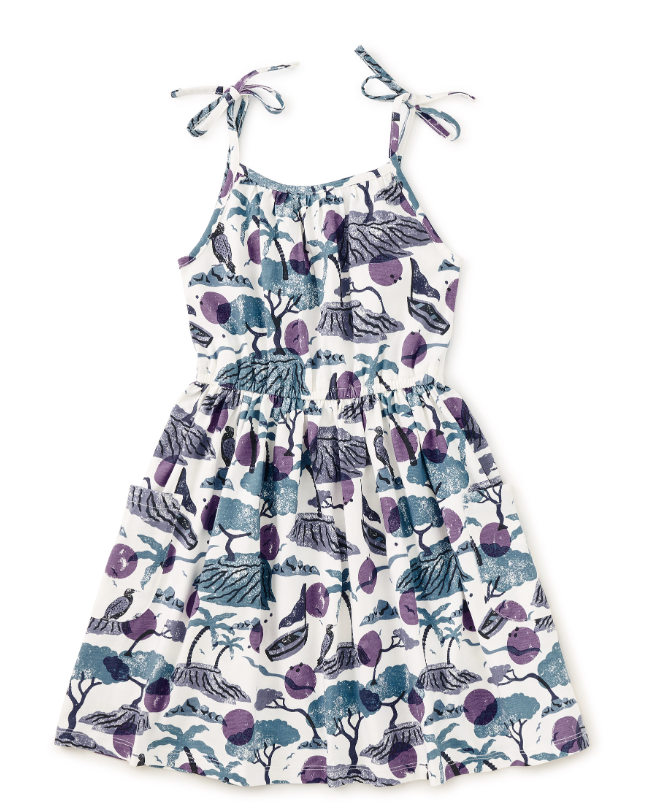 Tie Shoulder Twirl Dress- Costa Brava