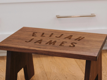 Personalized Children's Step Stool • Custom Engraved Wooden Stool • Custom Name Stool for Kids • Solid Walnut Wood • Montessori • USA Made