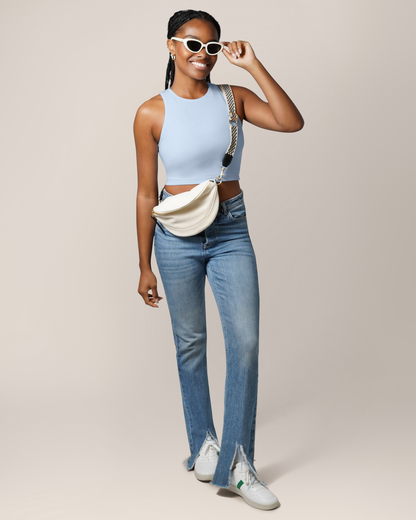 Sublime® Bamboo Hands-Free Pumping Longline Bra Top | French Blue