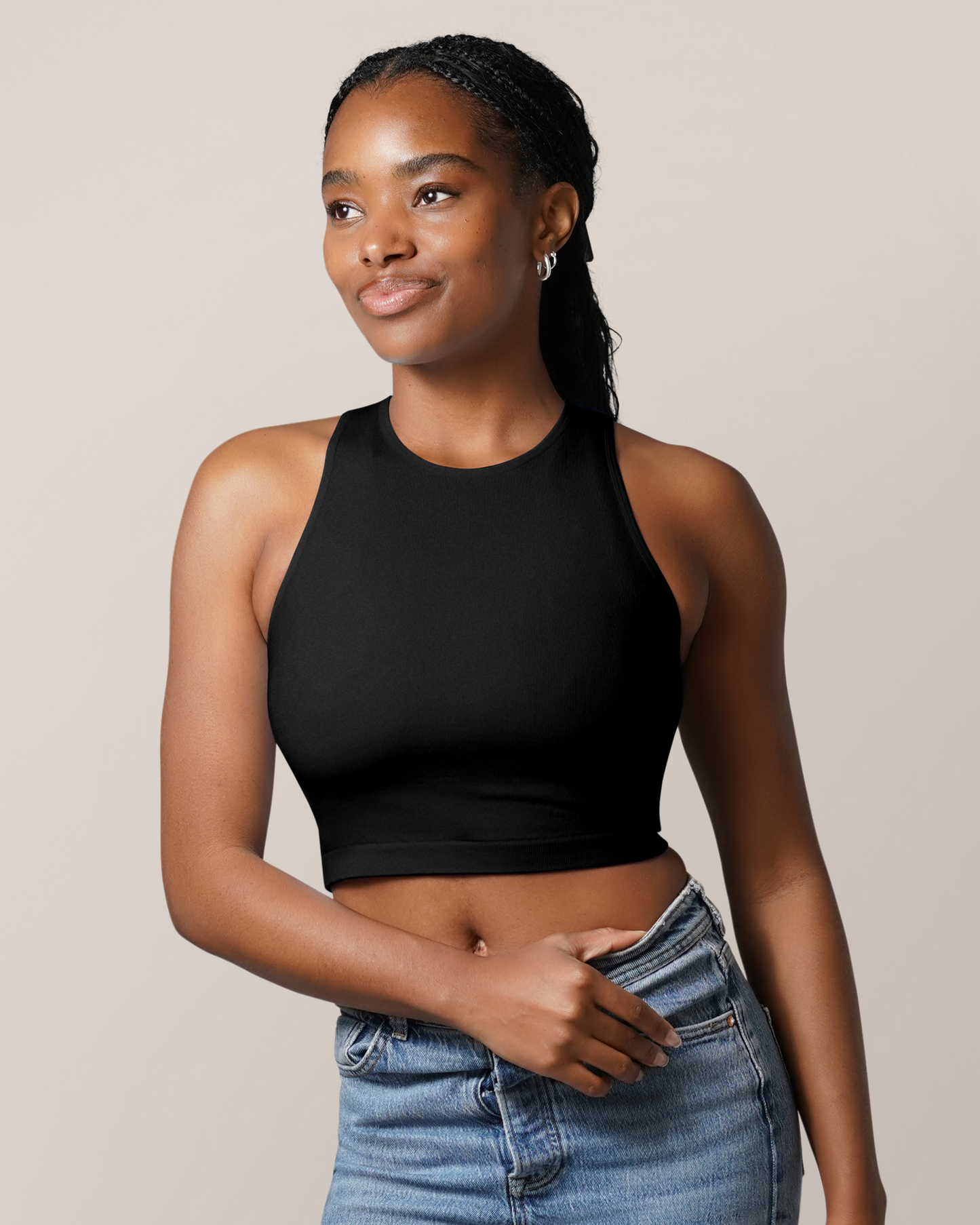 Sublime® Bamboo Hands-Free Pumping Longline Bra Top | Black