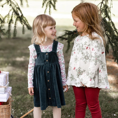 Poinsettia Fair Isle Organic Girl Tee & Dress Set