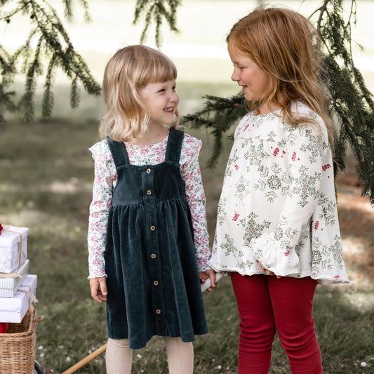 Poinsettia Fair Isle Organic Girl Tee & Dress Set