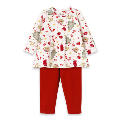 Girls' Christmas Tunic Set – Bamboo Holiday Outfit Set - Noel