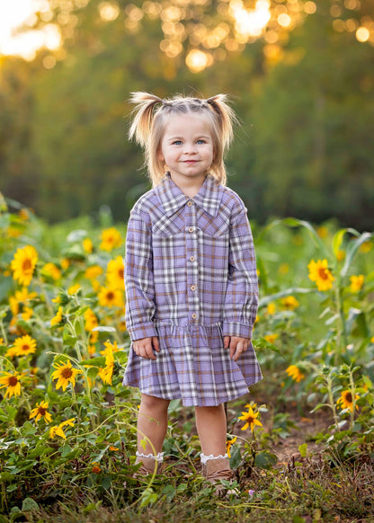 Char Dress Long Sleeve Plaid Dropwaist Flannel Dress