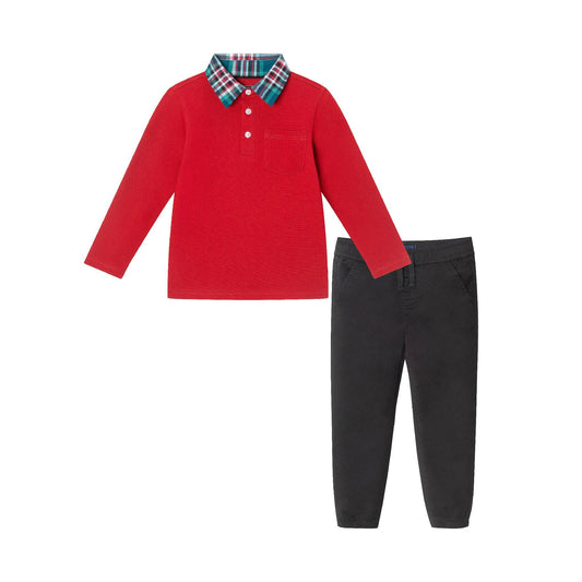 Kids Red Holiday Christmas Polo Set