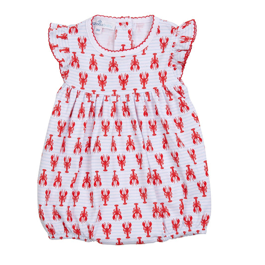 Lil' Snappers Print Flutters Bubble - Lobster Red
