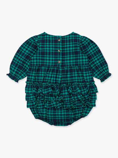 Hayden Plaid Woven Long Sleeve Bubble Romper