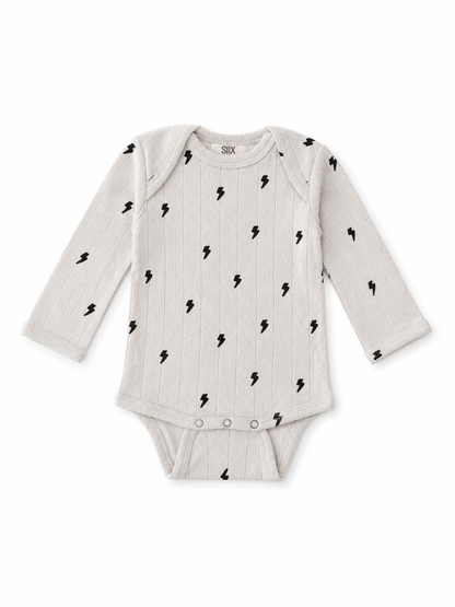 Lightning Bolts / Organic Pointelle Long Sleeve Bodysuit