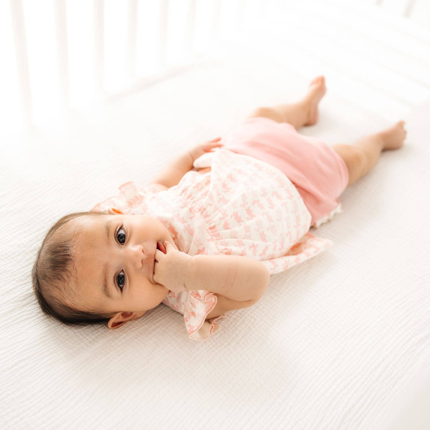 Bunny Hop Ruffle Diaper Cover Set - Dusty Rose