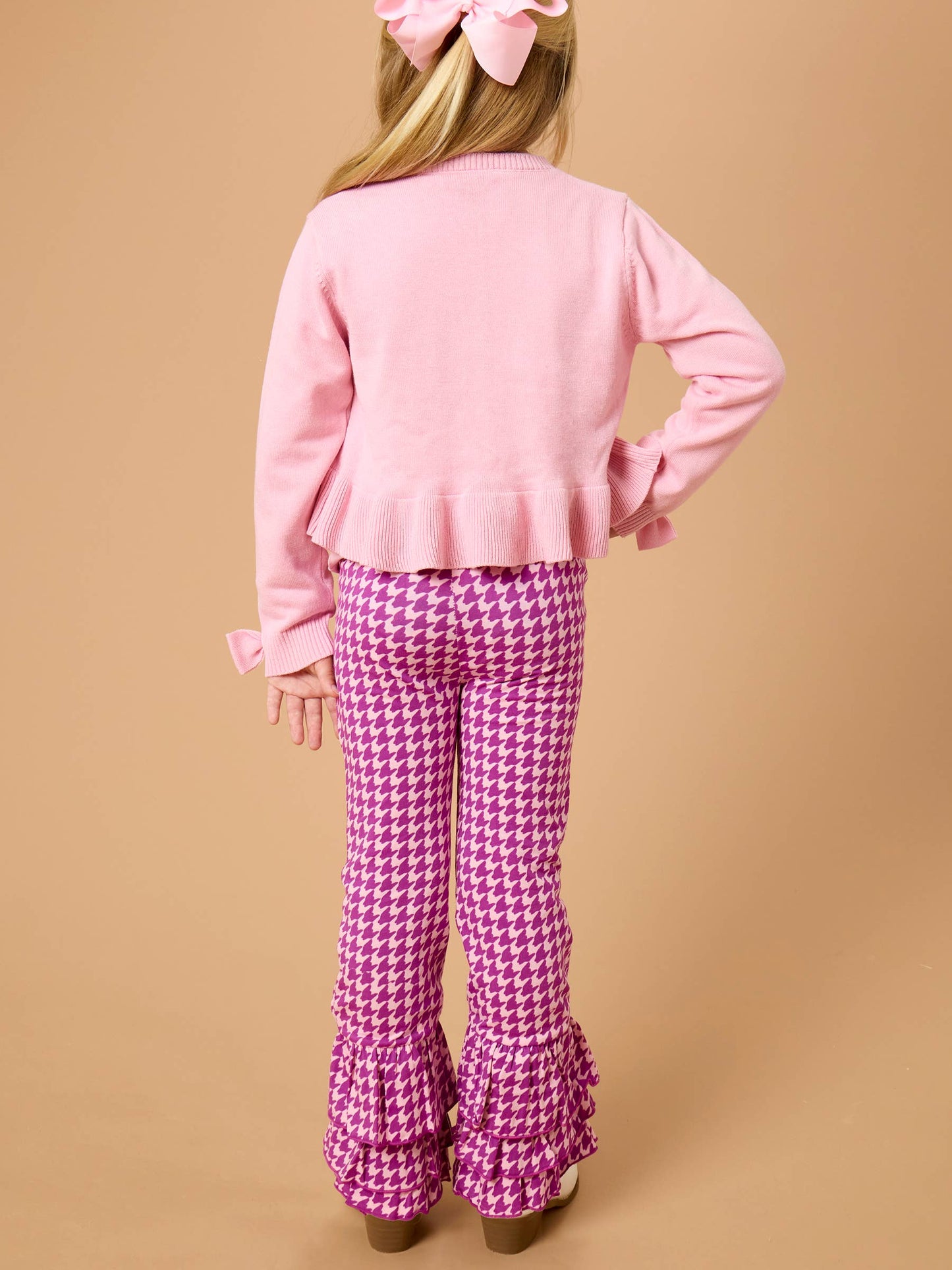Girls Plum Tart Houndstooth Ruffle Flare Pants